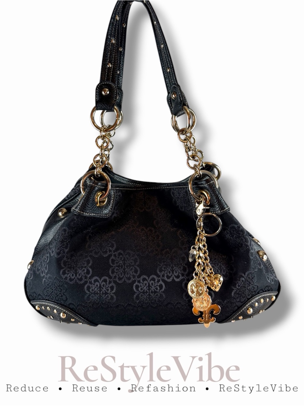 KATHY VAN ZEELAND Women’s Handbag Purse Bag Y2K Retro Bling Satchel Large 2000s
